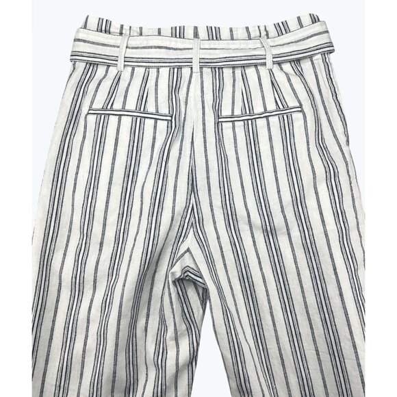 Madewell Linen Cotton Striped Paperbag Pants With Belted Waist Size S - Picture 8 of 15
